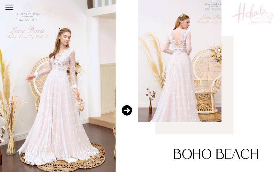 váy cưới boho ren hoa
