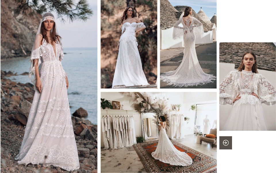váy cưới boho