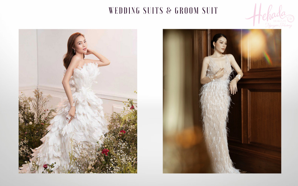 váy luxury đính lông vũ
