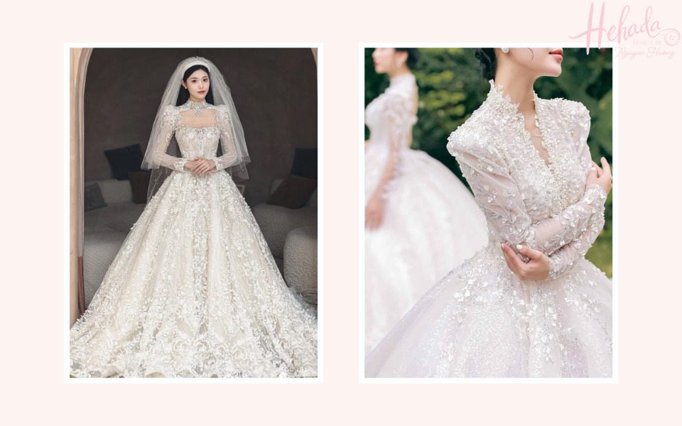 váy cưới Hàn Quốc dáng công chúa
