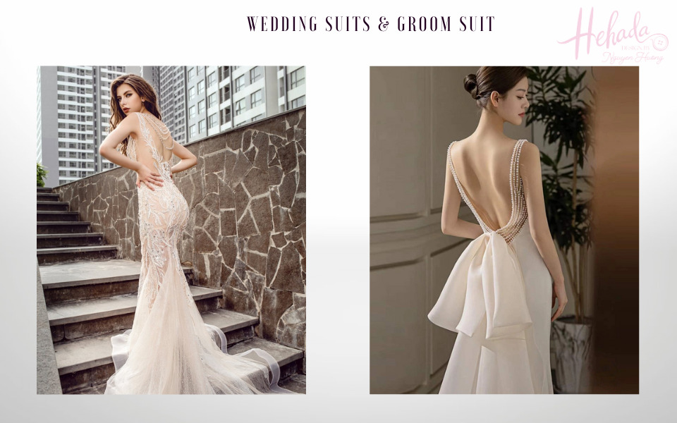 áo cưới luxury hở lưng đính ngọc trai