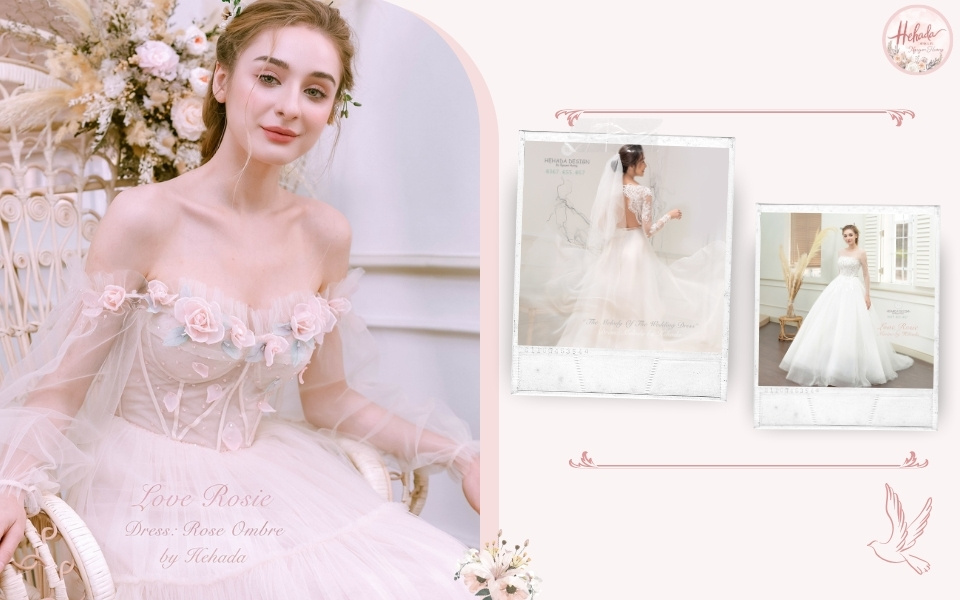 váy cưới trễ vai công chúa