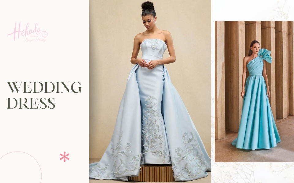 váy cưới màu xanh pastel