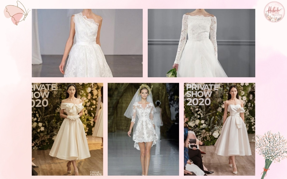 váy cưới ngắn cổ điển