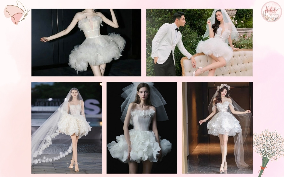 váy cưới ngắn xòe