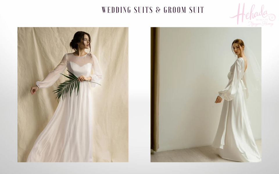 váy cưới Bohemian tay dài