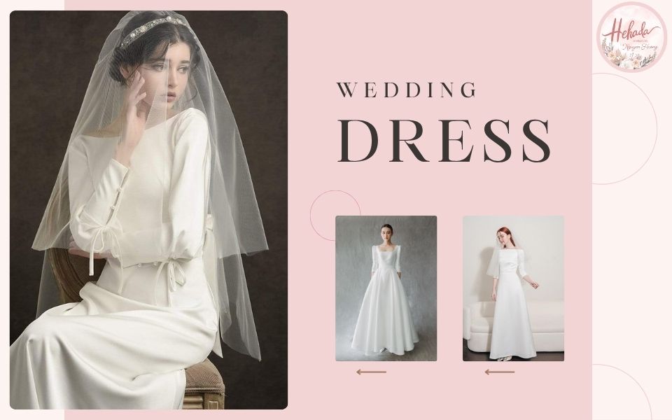 Váy cưới tay dài đơn giản