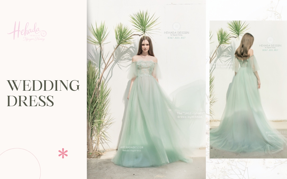 váy cưới xanh pastel