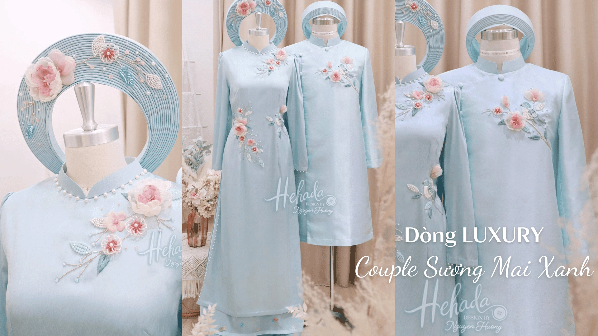 ao-dai-cap-doi-suong-mai-xanh