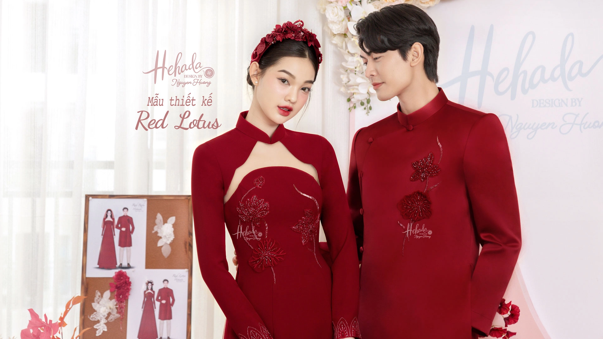 ao-dai-cap-doi-red-lotus