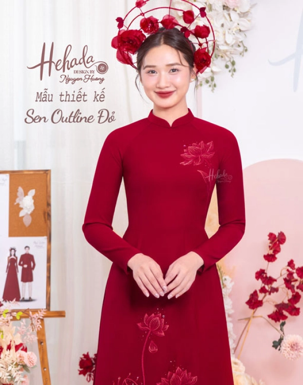 ao-dai-sen-outline-do