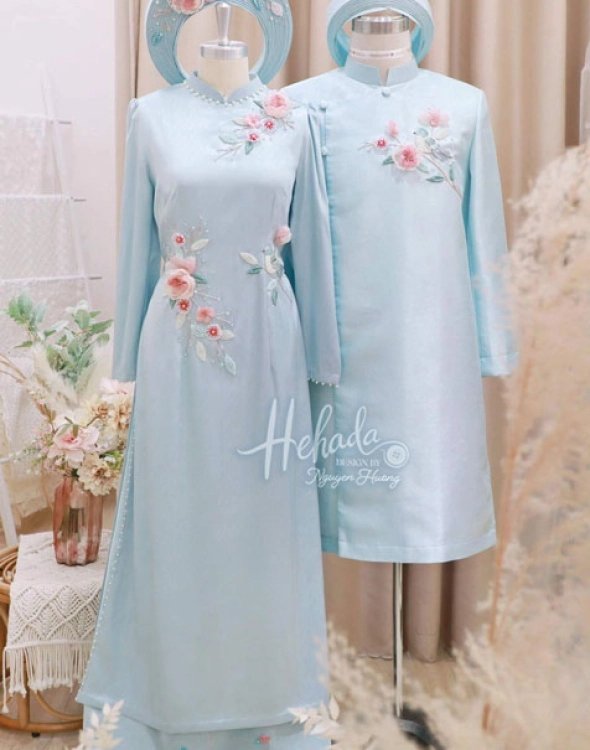 ao-dai-cap-doi-suong-mai-xanh